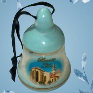 Vintage Rare Ceramic Bell, Blue, Church, Slovakia